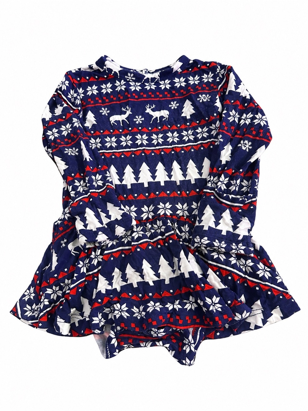 Bums & Roses Holiday Fair Isle Skirted Bodysuit — 3–6M